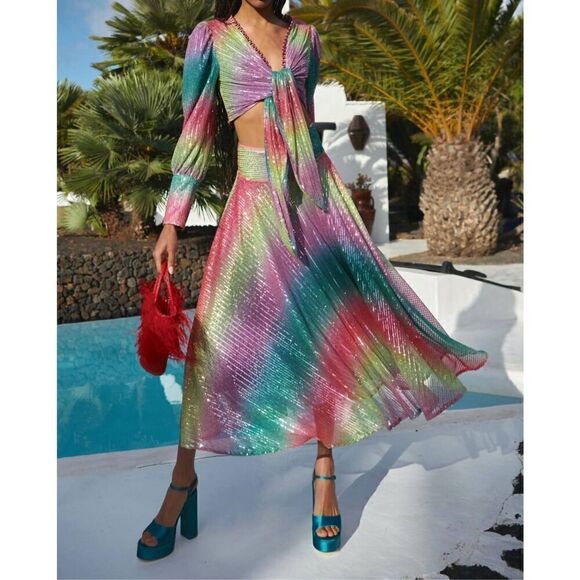 NWT CELIA B Almandine Midi Skirt in Sequins Size Large - Picture 2 of 10